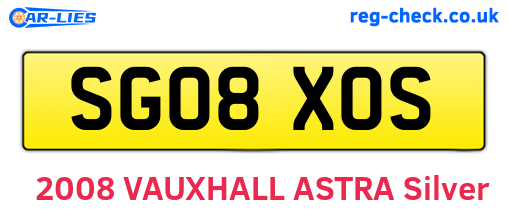 SG08XOS are the vehicle registration plates.