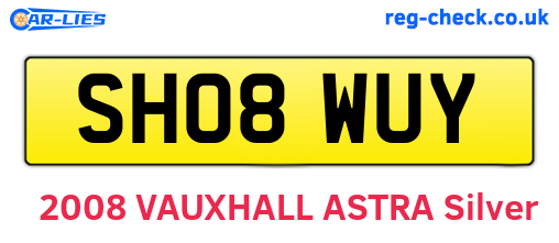 SH08WUY are the vehicle registration plates.