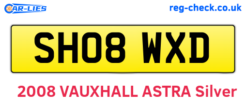 SH08WXD are the vehicle registration plates.