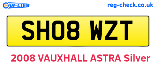 SH08WZT are the vehicle registration plates.