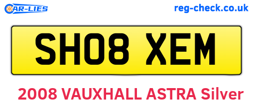 SH08XEM are the vehicle registration plates.