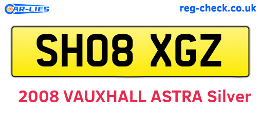 SH08XGZ are the vehicle registration plates.