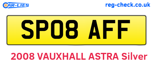 SP08AFF are the vehicle registration plates.
