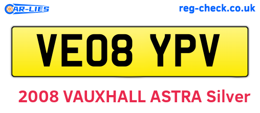 VE08YPV are the vehicle registration plates.