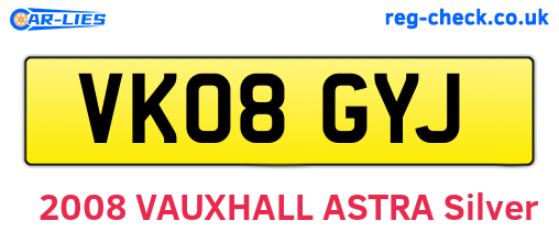 VK08GYJ are the vehicle registration plates.
