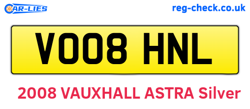 VO08HNL are the vehicle registration plates.