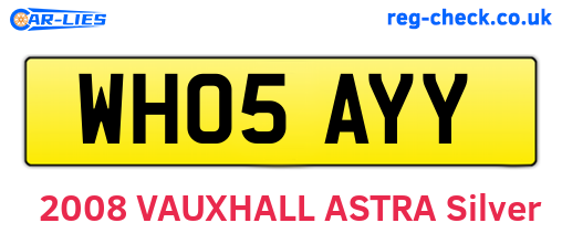 WH05AYY are the vehicle registration plates.