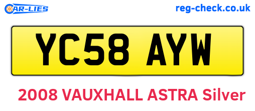 YC58AYW are the vehicle registration plates.