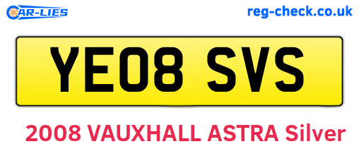 YE08SVS are the vehicle registration plates.