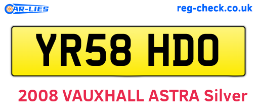 YR58HDO are the vehicle registration plates.