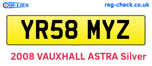 YR58MYZ are the vehicle registration plates.
