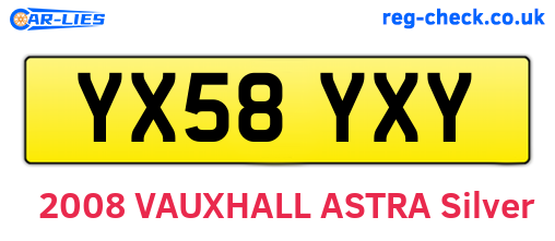 YX58YXY are the vehicle registration plates.