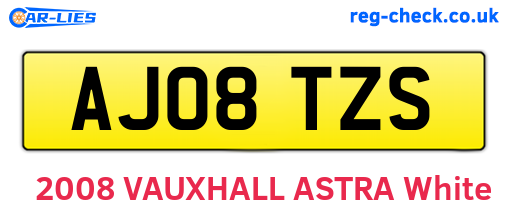AJ08TZS are the vehicle registration plates.