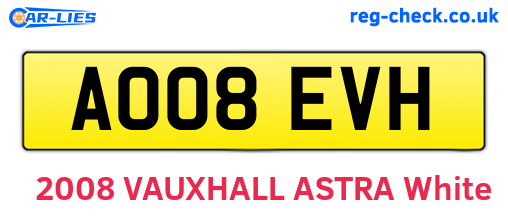 AO08EVH are the vehicle registration plates.