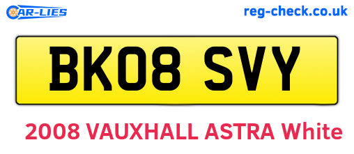 BK08SVY are the vehicle registration plates.