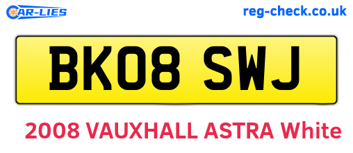 BK08SWJ are the vehicle registration plates.