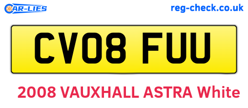CV08FUU are the vehicle registration plates.