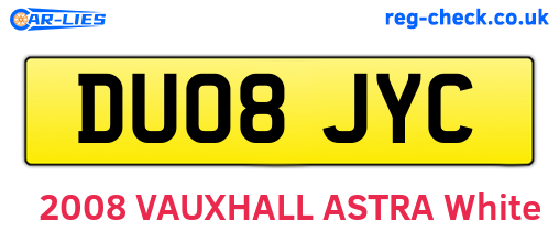 DU08JYC are the vehicle registration plates.