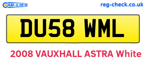 DU58WML are the vehicle registration plates.