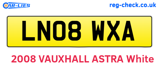 LN08WXA are the vehicle registration plates.