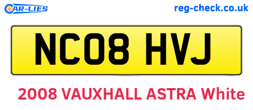 NC08HVJ are the vehicle registration plates.
