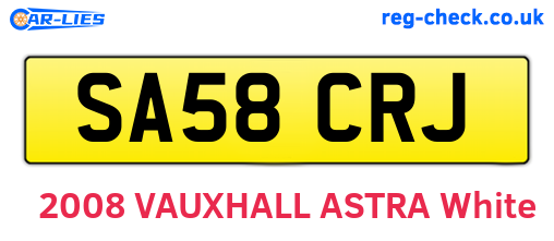 SA58CRJ are the vehicle registration plates.