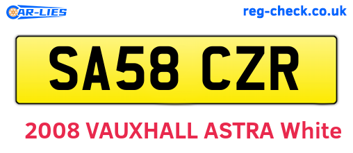 SA58CZR are the vehicle registration plates.