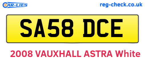 SA58DCE are the vehicle registration plates.