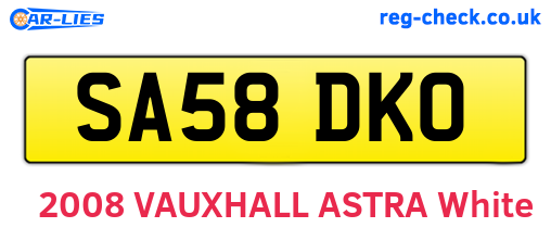 SA58DKO are the vehicle registration plates.