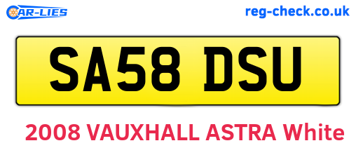 SA58DSU are the vehicle registration plates.