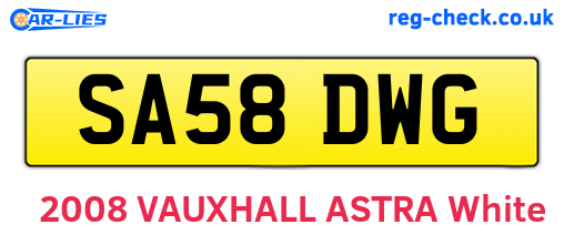 SA58DWG are the vehicle registration plates.