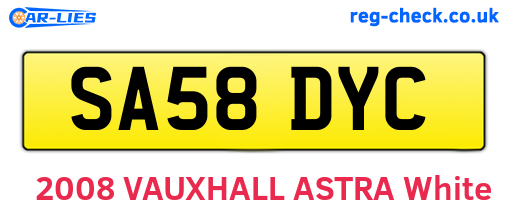 SA58DYC are the vehicle registration plates.