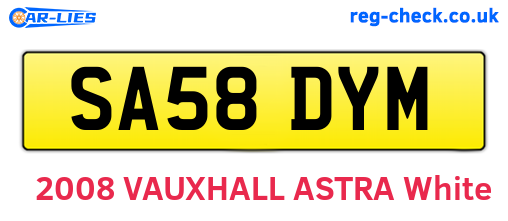 SA58DYM are the vehicle registration plates.