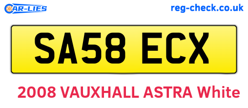SA58ECX are the vehicle registration plates.