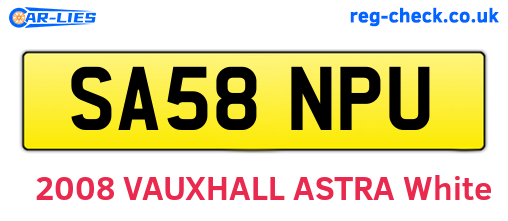 SA58NPU are the vehicle registration plates.