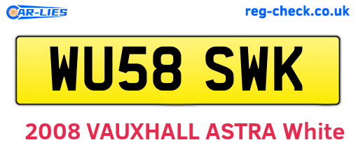 WU58SWK are the vehicle registration plates.