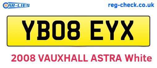 YB08EYX are the vehicle registration plates.