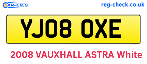YJ08OXE are the vehicle registration plates.