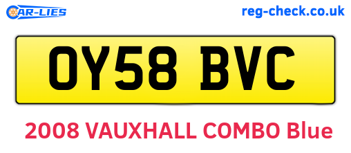 OY58BVC are the vehicle registration plates.