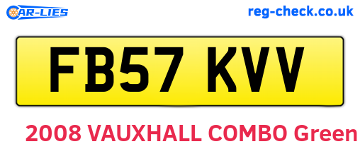 FB57KVV are the vehicle registration plates.