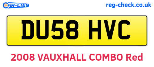 DU58HVC are the vehicle registration plates.