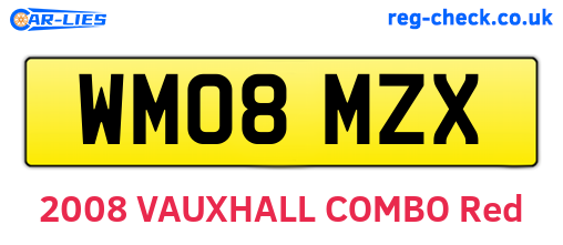 WM08MZX are the vehicle registration plates.