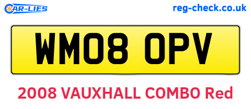 WM08OPV are the vehicle registration plates.