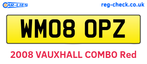 WM08OPZ are the vehicle registration plates.