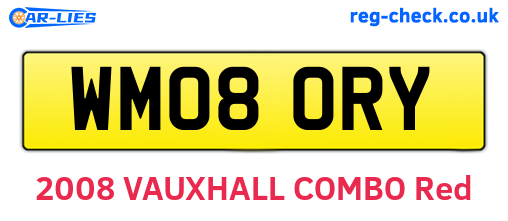 WM08ORY are the vehicle registration plates.
