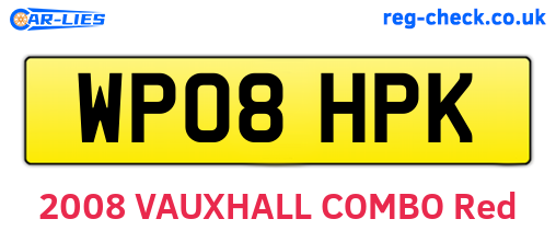 WP08HPK are the vehicle registration plates.