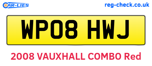 WP08HWJ are the vehicle registration plates.