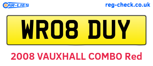 WR08DUY are the vehicle registration plates.