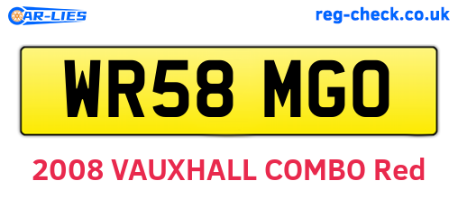 WR58MGO are the vehicle registration plates.