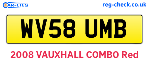 WV58UMB are the vehicle registration plates.